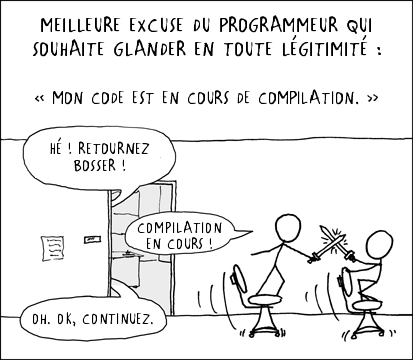 « Est-ce que tu es en train de voler ces écrans LCD ? Ouais, mais je le fais pendant la compilation de mon code. »