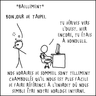 D’ordinaire, je me couche à minuit et me réveille à 8h.